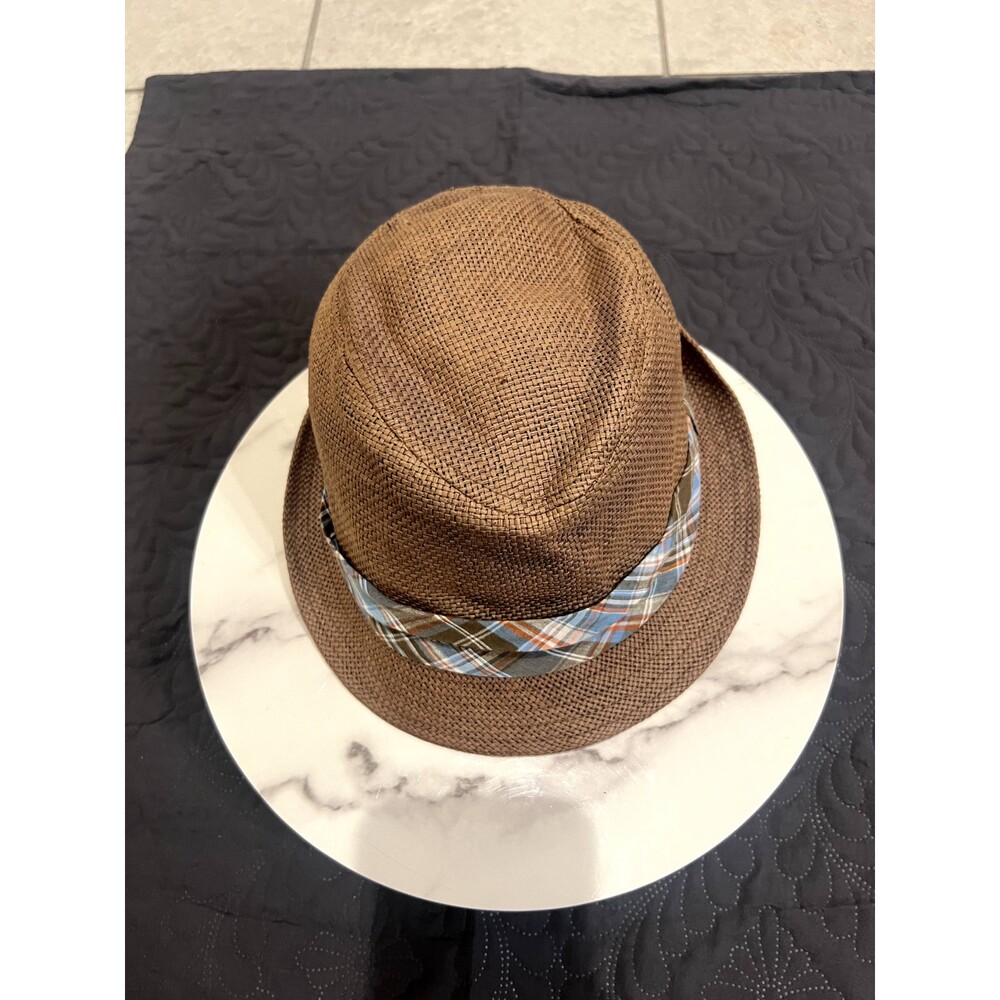 Free Authority Fedora Straw Hat Gingham Unisex Summer BeachCap SZ L/XL:Pre-owned
